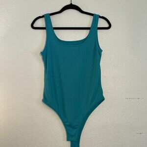 Ribbed Bodysuit – Teal Blue